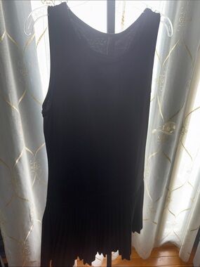 Sleeveless Black Pleated-Hem Tank Dress
